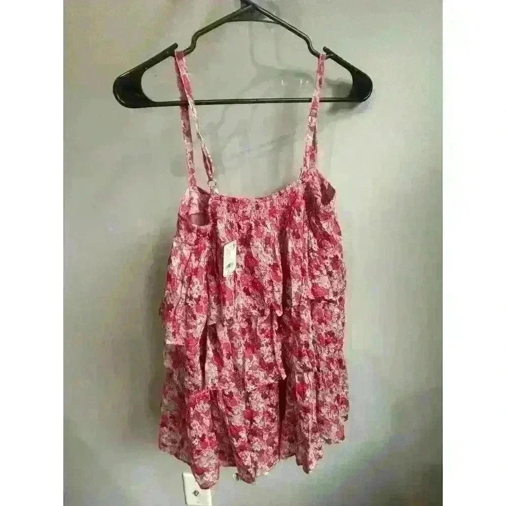 Free People Talia Tunic Ruffled Dress in Pink Floral Combo Size Medium - Picture 3 of 7